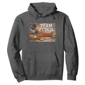 Team Punch Baby Monkey Plush Hugging Meme Hoodie TS11 Dark Heather Print Your Wear