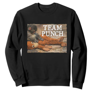 Team Punch Baby Monkey Plush Hugging Meme Sweatshirt TS11 Black Print Your Wear