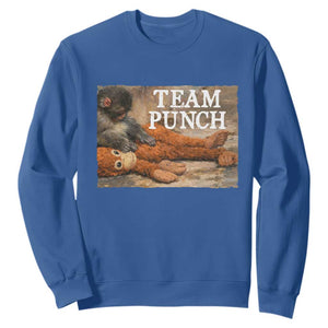 Team Punch Baby Monkey Plush Hugging Meme Sweatshirt TS11 Royal Blue Print Your Wear