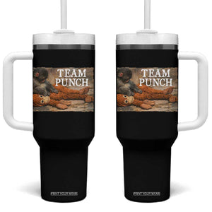 Team Punch Baby Monkey Plush Hugging Meme Tumbler With Handle TS11 One Size: 40 oz Black Print Your Wear