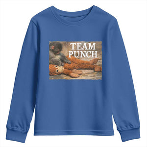 Team Punch Baby Monkey Plush Hugging Meme Youth Sweatshirt TS11 Royal Blue Print Your Wear