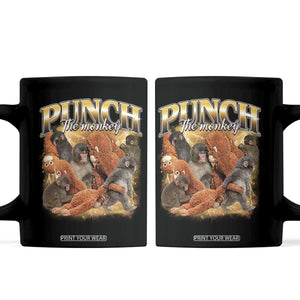 Punch The Monkey Coffee Mug Baby Monkey Punch Plush Hugging 90s Bootleg TS11 Black Print Your Wear
