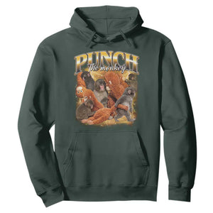 Punch The Monkey Hoodie Baby Monkey Punch Plush Hugging 90s Bootleg TS11 Dark Forest Green Print Your Wear