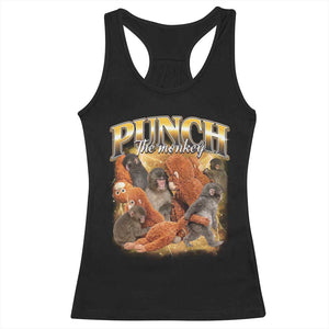 Punch The Monkey Racerback Tank Top Baby Monkey Punch Plush Hugging 90s Bootleg TS11 Black Print Your Wear