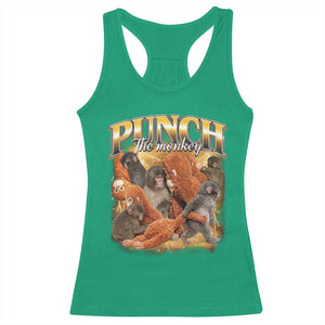 Punch The Monkey Racerback Tank Top Baby Monkey Punch Plush Hugging 90s Bootleg TS11 Irish Green Print Your Wear