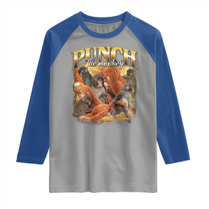 Punch The Monkey Raglan Shirt Baby Monkey Punch Plush Hugging 90s Bootleg TS11 Sport Gray Royal Print Your Wear