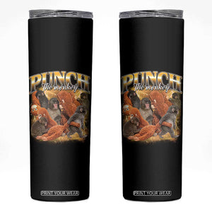Punch The Monkey Skinny Tumbler Baby Monkey Punch Plush Hugging 90s Bootleg TS11 Black Print Your Wear