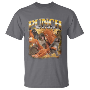 Punch The Monkey T Shirt - Baby Monkey Punch Plush Hugging - 90s Bootleg Style TS11 Charcoal Print Your Wear