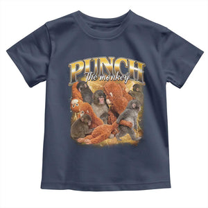 Punch The Monkey Toddler T Shirt Baby Monkey Punch Plush Hugging 90s Bootleg TS11 Navy Print Your Wear