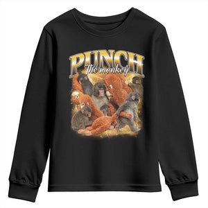 Punch The Monkey Youth Sweatshirt Baby Monkey Punch Plush Hugging 90s Bootleg TS11 Black Print Your Wear