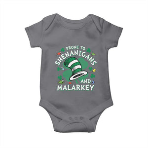 Funny Prone To Shenanigans And Malarkey Baby Onesie St Patricks Day Reading Hat TS11 Charcoal Print Your Wear
