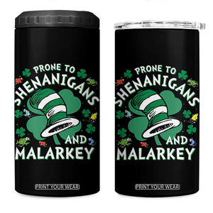 Funny Prone To Shenanigans And Malarkey 4 in 1 Can Cooler Tumbler St Patricks Day Reading Hat TS11 One Size: 16 oz Black Print Your Wear