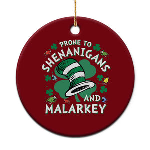 Funny Prone To Shenanigans And Malarkey Ceramic Ornament St Patricks Day Reading Hat TS11 1pc Red Print Your Wear