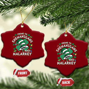 Funny Prone To Shenanigans And Malarkey Ceramic Ornament St Patricks Day Reading Hat TS11 Print Your Wear