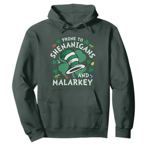 Funny Prone To Shenanigans And Malarkey Hoodie St Patricks Day Reading Hat TS11 Dark Forest Green Print Your Wear