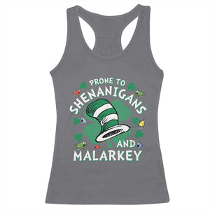 Funny Prone To Shenanigans And Malarkey Racerback Tank Top St Patricks Day Reading Hat TS11 Charcoal Print Your Wear