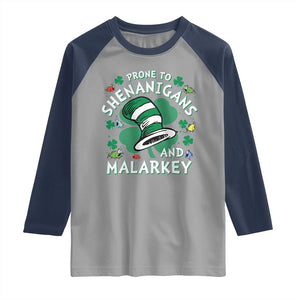 Funny Prone To Shenanigans And Malarkey Raglan Shirt St Patricks Day Reading Hat TS11 Sport Gray Navy Print Your Wear