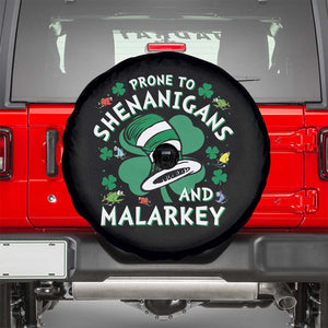 Funny Prone To Shenanigans And Malarkey Spare Tire Cover St Patricks Day Reading Hat TS11 Black Print Your Wear