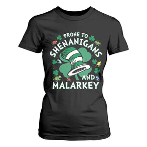 Funny Prone To Shenanigans And Malarkey T Shirt For Women St Patricks Day Reading Hat TS11 Black Print Your Wear