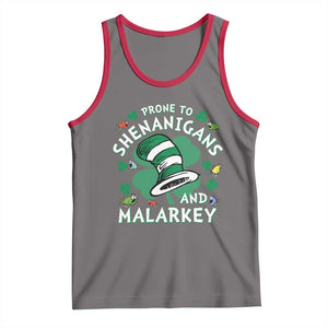 Funny Prone To Shenanigans And Malarkey Tank Top St Patricks Day Reading Hat TS11 Deep Heather Red Print Your Wear