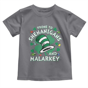 Funny Prone To Shenanigans And Malarkey Toddler T Shirt St Patricks Day Reading Hat TS11 Charcoal Print Your Wear