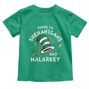 Funny Prone To Shenanigans And Malarkey Toddler T Shirt St Patricks Day Reading Hat TS11 Irish Green Print Your Wear