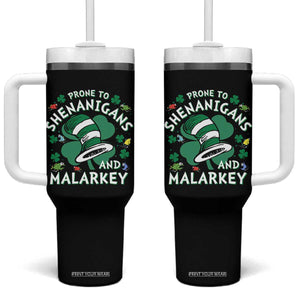 Funny Prone To Shenanigans And Malarkey Tumbler With Handle St Patricks Day Reading Hat TS11 One Size: 40 oz Black Print Your Wear