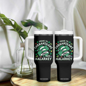 Funny Prone To Shenanigans And Malarkey Tumbler With Handle St Patricks Day Reading Hat TS11 Print Your Wear