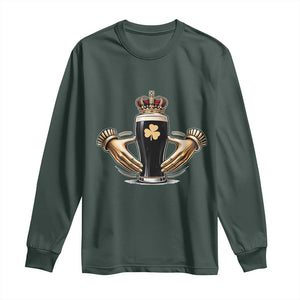 Irish Stout Claddagh Ring Beer Galway Ireland Souvenir Long Sleeve Shirt TS11 Dark Forest Green Print Your Wear