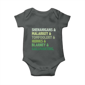 Funny St Patricks Day Shenanigans Malarkey Tomfoolery Hijinks Blarney Gallivanting Baby Onesie TS11 Dark Heather Print Your Wear