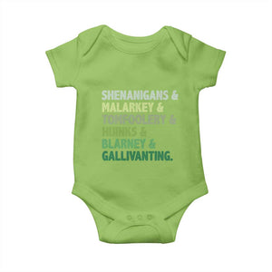 Funny St Patricks Day Shenanigans Malarkey Tomfoolery Hijinks Blarney Gallivanting Baby Onesie TS11 Lime Print Your Wear