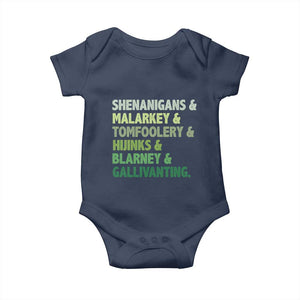 Funny St Patricks Day Shenanigans Malarkey Tomfoolery Hijinks Blarney Gallivanting Baby Onesie TS11 Navy Print Your Wear