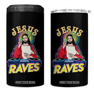 Funny Jesus DJ Raves Techno EDM Party 4 in 1 Can Cooler Tumbler TS11 One Size: 16 oz Black Print Your Wear