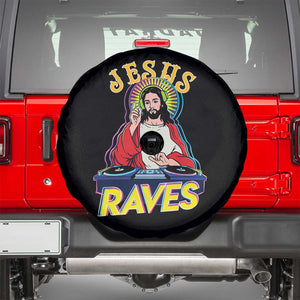 Funny Jesus DJ Raves Techno EDM Party Spare Tire Cover TS11 Black Print Your Wear