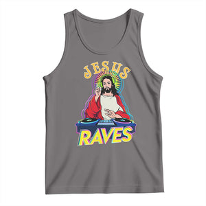 Funny Jesus DJ Raves Techno EDM Party Tank Top TS11 Deep Heather Print Your Wear