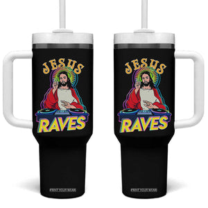 Funny Jesus DJ Raves Techno EDM Party Tumbler With Handle TS11 One Size: 40 oz Black Print Your Wear