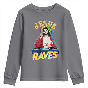 Funny Jesus DJ Raves Techno EDM Party Youth Sweatshirt TS11 Charcoal Print Your Wear