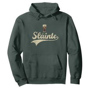 Funny Slainte Cheers Stout Beer Irish Shamrock St Patrick's Day Hoodie TS11 Dark Forest Green Print Your Wear