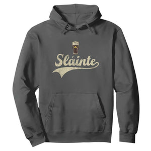 Funny Slainte Cheers Stout Beer Irish Shamrock St Patrick's Day Hoodie TS11 Dark Heather Print Your Wear