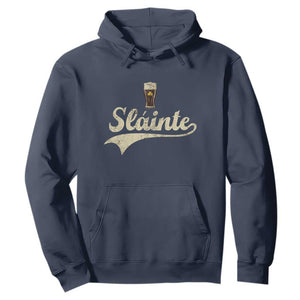 Funny Slainte Cheers Stout Beer Irish Shamrock St Patrick's Day Hoodie TS11 Navy Print Your Wear