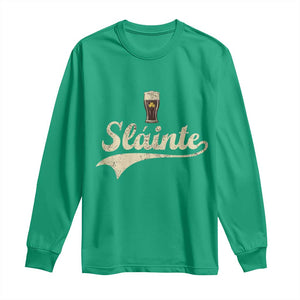 Funny Slainte Cheers Stout Beer Irish Shamrock St Patrick's Day Long Sleeve Shirt TS11 Irish Green Print Your Wear