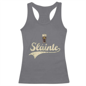 Funny Slainte Cheers Stout Beer Irish Shamrock St Patrick's Day Racerback Tank Top TS11 Charcoal Print Your Wear