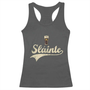 Funny Slainte Cheers Stout Beer Irish Shamrock St Patrick's Day Racerback Tank Top TS11 Dark Heather Print Your Wear