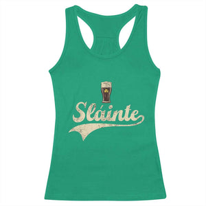 Funny Slainte Cheers Stout Beer Irish Shamrock St Patrick's Day Racerback Tank Top TS11 Irish Green Print Your Wear