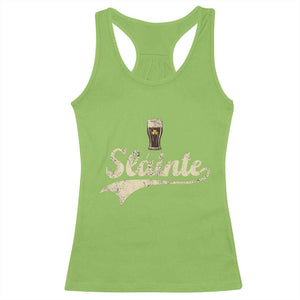 Funny Slainte Cheers Stout Beer Irish Shamrock St Patrick's Day Racerback Tank Top TS11 Lime Print Your Wear