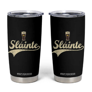 Funny Slainte Cheers Stout Beer Irish Shamrock St Patrick's Day Tumbler Cup TS11 Black Print Your Wear