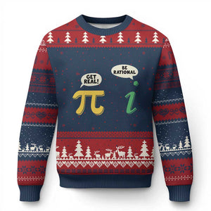 Get Real Be Rational Pi Math Teacher Geek Sarcastic Ugly Christmas Sweater TS11 Navy Red Print Your Wear