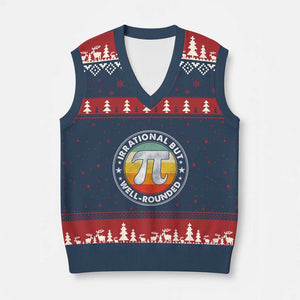 Funny Irrational But Well Rounded Pi Day V-Neck Knit Sweater Vest TS11 Navy Red Print Your Wear