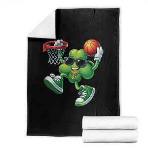 Funny 67 Meme Six Seven Basketball Shamrock St Patricks Day Throw Blanket TS11 Black Print Your Wear
