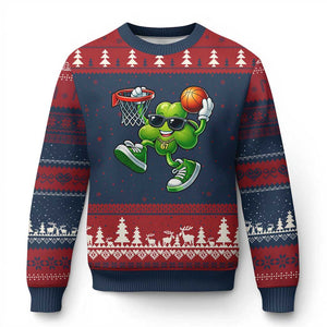 Funny 67 Meme Six Seven Basketball Shamrock St Patricks Day Ugly Christmas Sweater TS11 Navy Red Print Your Wear